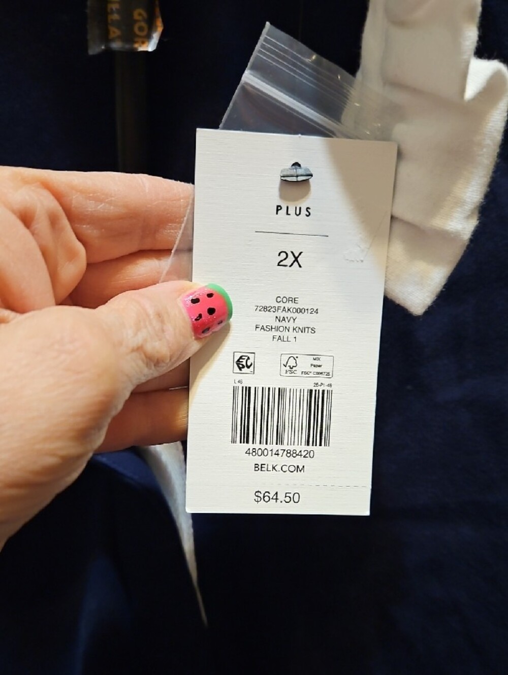 crown & ivy Navy Blouse with White Ruffle Collar - Picture 6 of 8